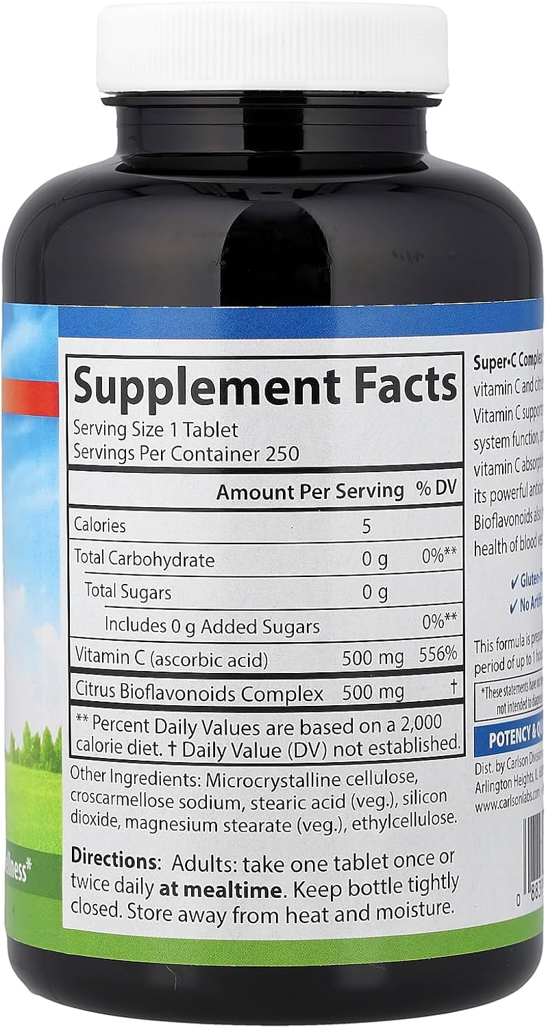 Carlson Labs Super C Complex with Bioflavonoids, 250 Tablets