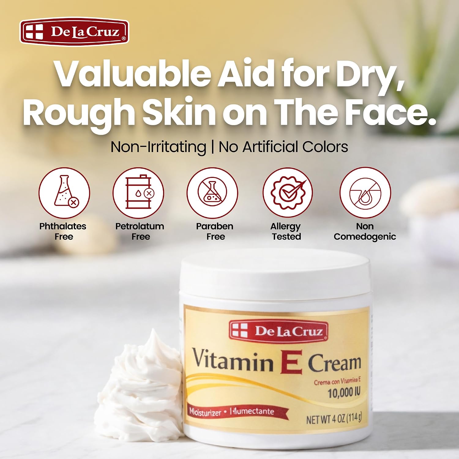 De La Cruz Vitamin E Cream Moisturizer for Face and Neck - 113 g