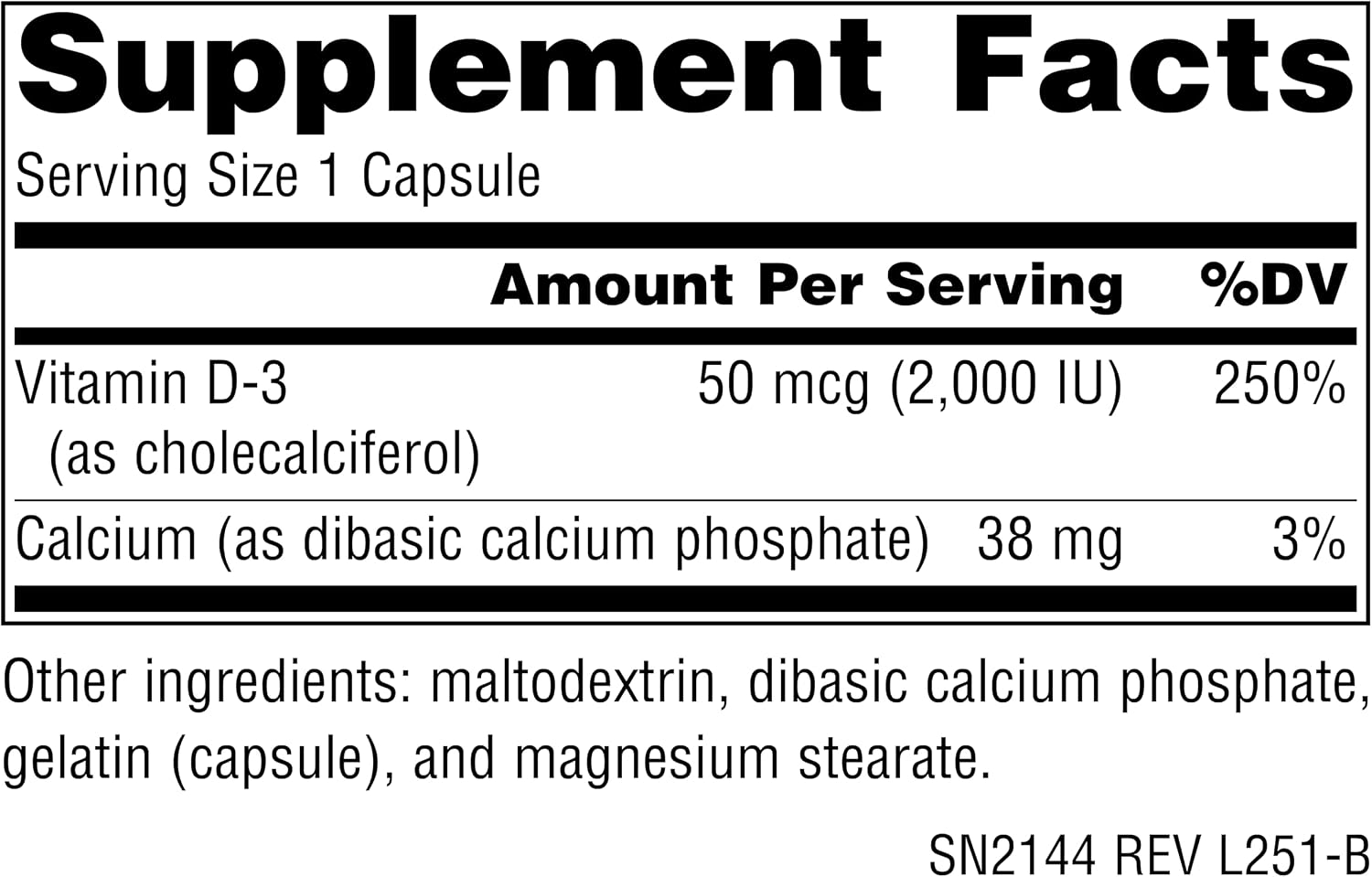 Source Naturals Vitamin D-3 2000 IU - Bioactive Cholecalciferol for Bone and Immune Health* - 100 Capsules