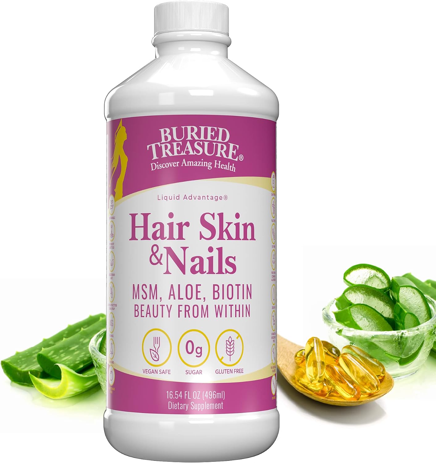 Buried Treasure Hair, Skin and Nails Liquid Complex with MSM, Biotin & Aloe Vera