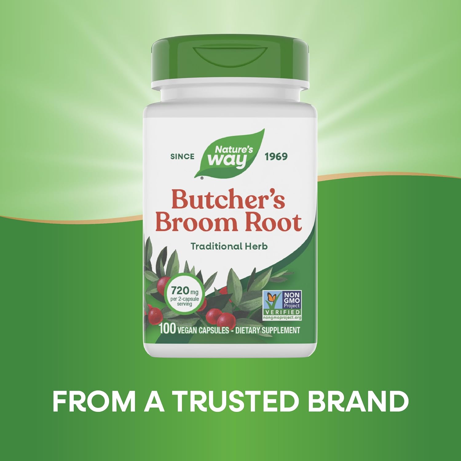 Nature's Way Butcher's Broom – Traditional Herbal Supplement, 720 mg, 100 Vegan Capsules
