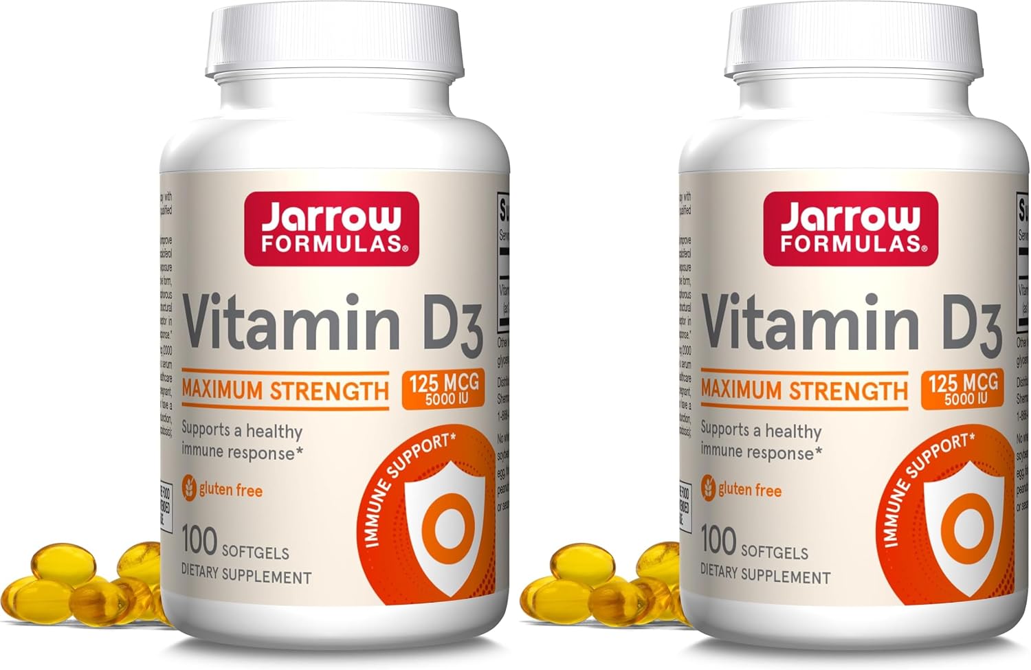 Jarrow Formulas Vitamin D3 125 mcg (5,000 IU) Softgels - 100 Count
