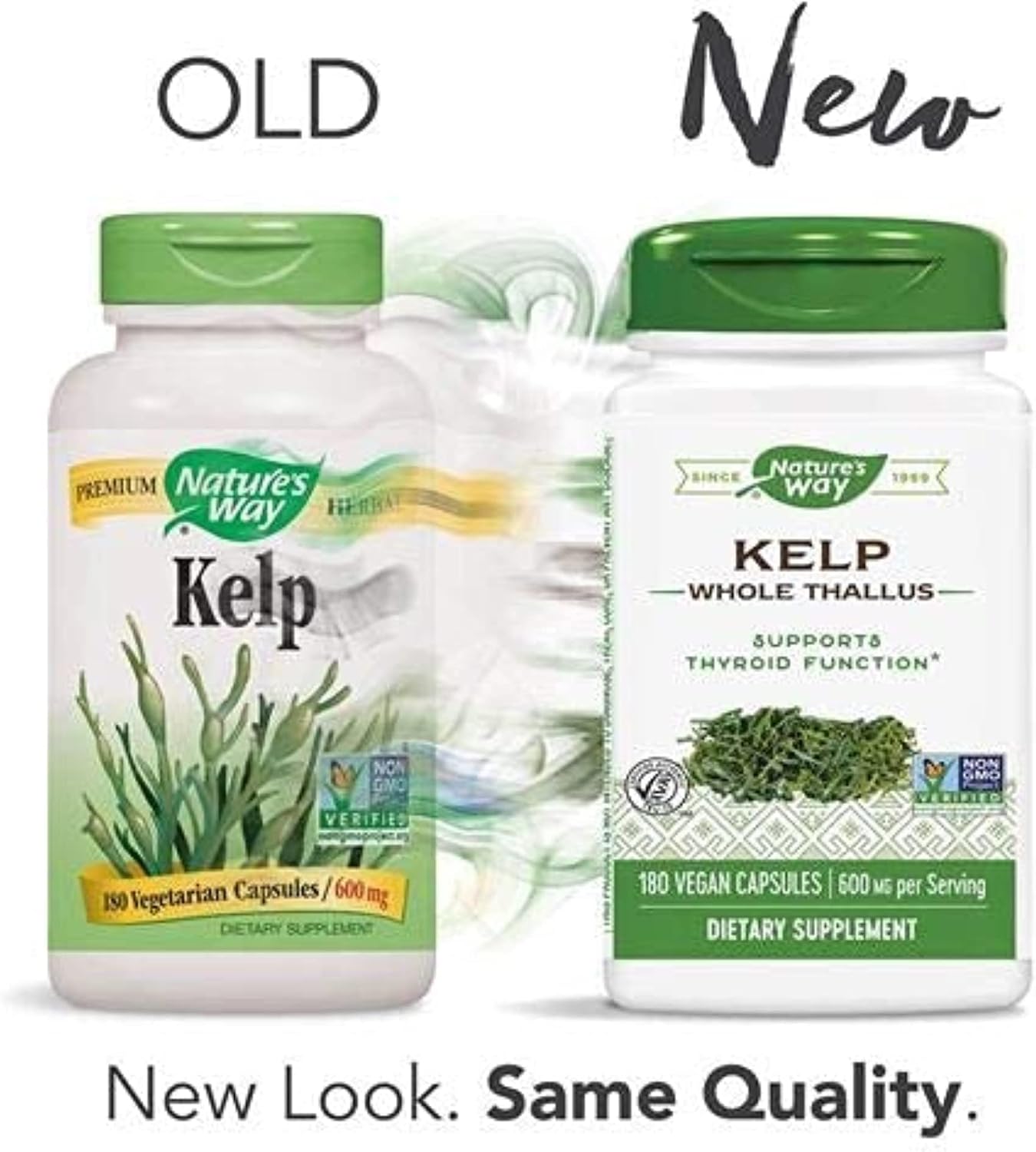 Nature's Way Kelp 600 mg, 180 Vegetable Capsules (Pack of 3)