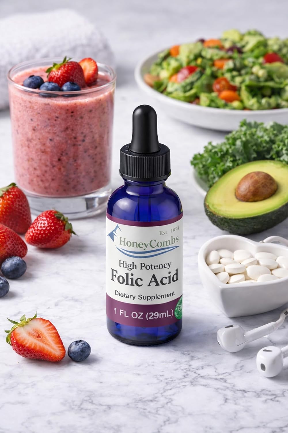 Vitamin B9 (Folic Acid) Liquid Drops – Alcohol-Free, Vegan, Gluten-Free