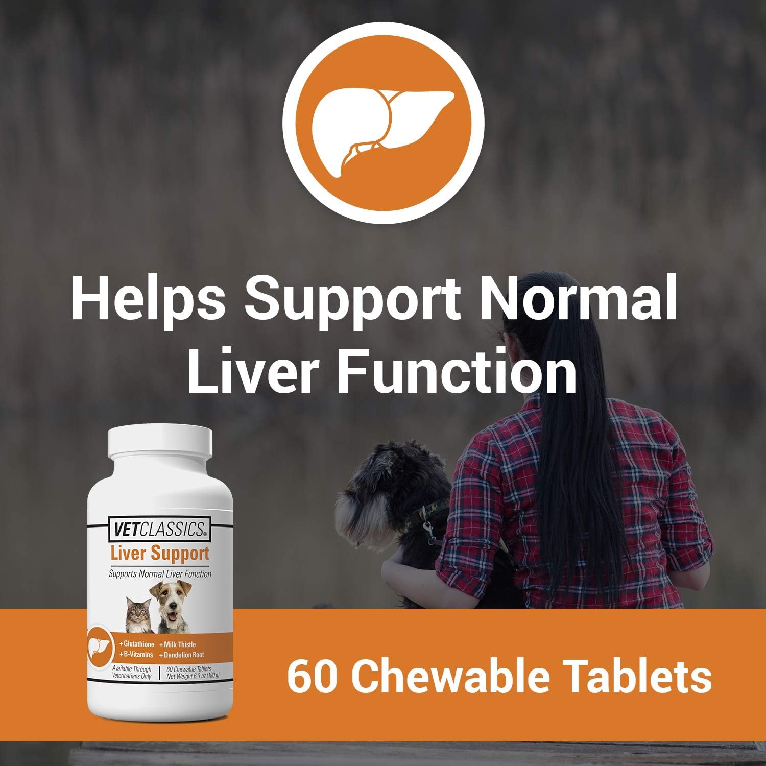 Vet Classics Liver Support Pet Health Supplement for Dogs and Cats – Liver Functions – B-Vitamins, Glutathione, Milk Thistle – 60 Chewable Tablets (Canada)