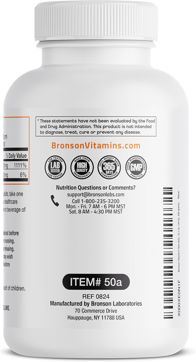 Bronson Non-Acidic Vitamin C Powder – Sodium Ascorbate, 1 lb (454 g)