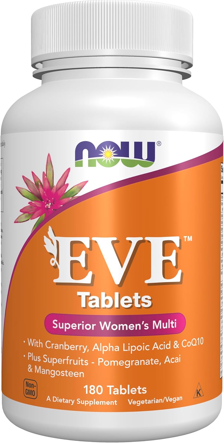 NOW Eve™ Women's Multivitamin with Cranberry, Alpha Lipoic Acid, CoQ10 & Superfruits – 90 Tablets