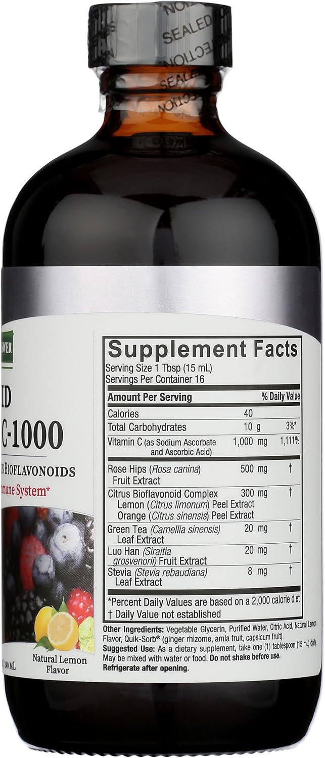 Nature's Answer Liquid Vitamin C 1000 mg with Rose Hips & Bioflavonoids, 237 mL