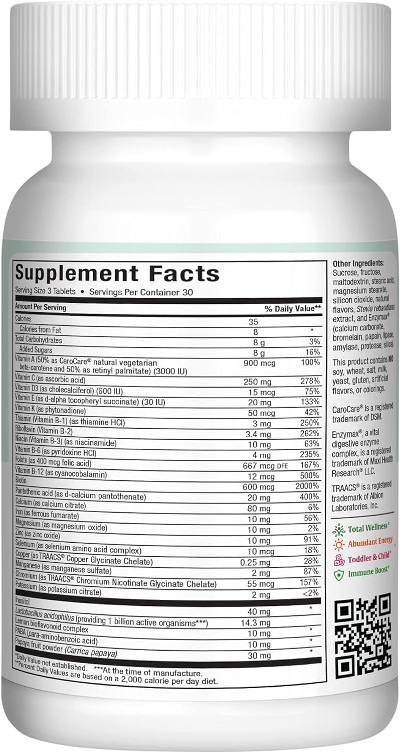 Maxi Health Chewable Multivitamin with Iron - Cherry Flavoured - 90 Tablets