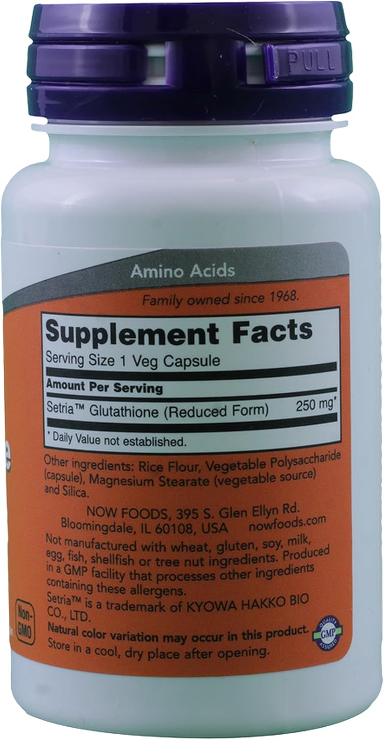 NOW Foods Glutathione 250 mg, 60 Capsules (2-Pack)