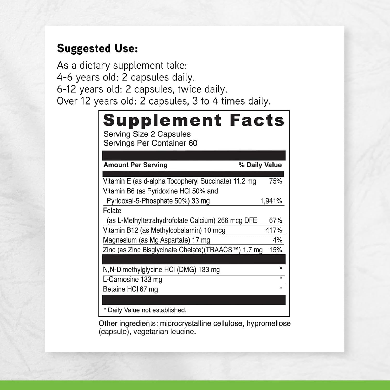 DAVINCI Labs Behaviour Balance-DMG - Dietary Supplement with Vitamin E, B6, Zinc, Magnesium - Gluten-Free - 120 Vegetarian Capsules