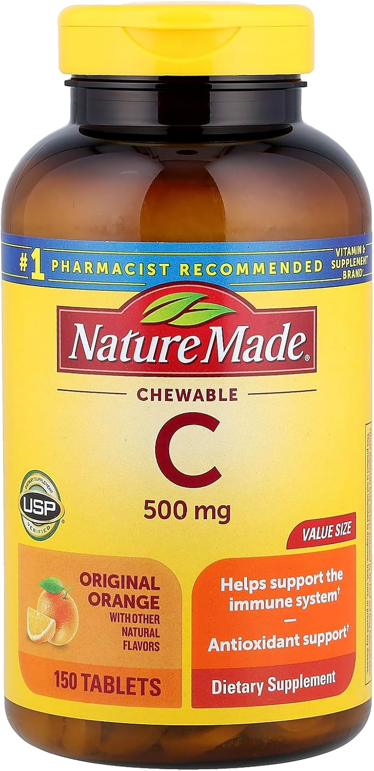 Nature Made Chewable Vitamin C 500 mg Tablets, Orange Flavour, 450 Count (Pack of 3)