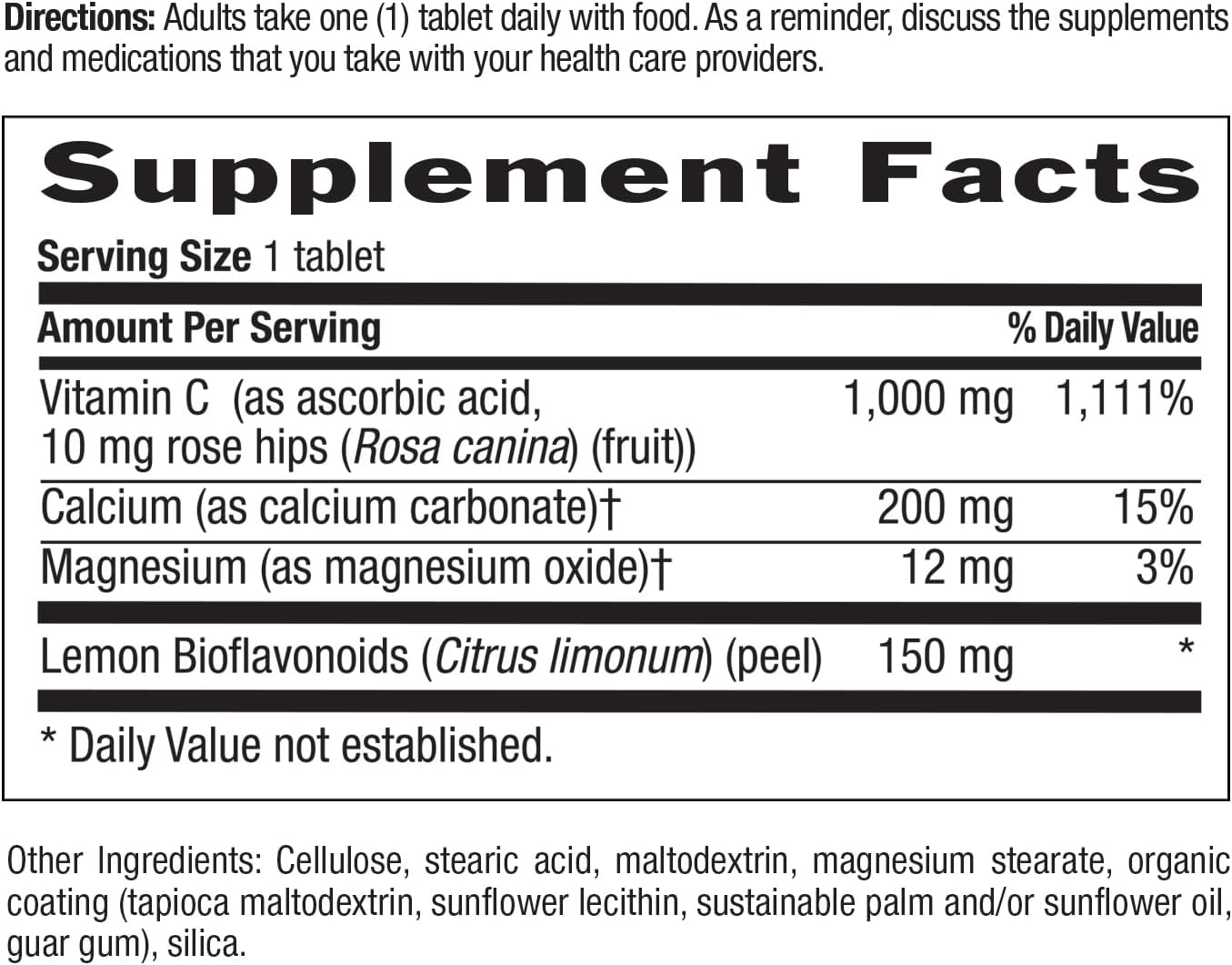Country Life Buffered Vitamin C 1000 mg with Bioflavonoids, Calcium, Magnesium, Potassium – Vegan, Gluten-Free – 100 Tablets