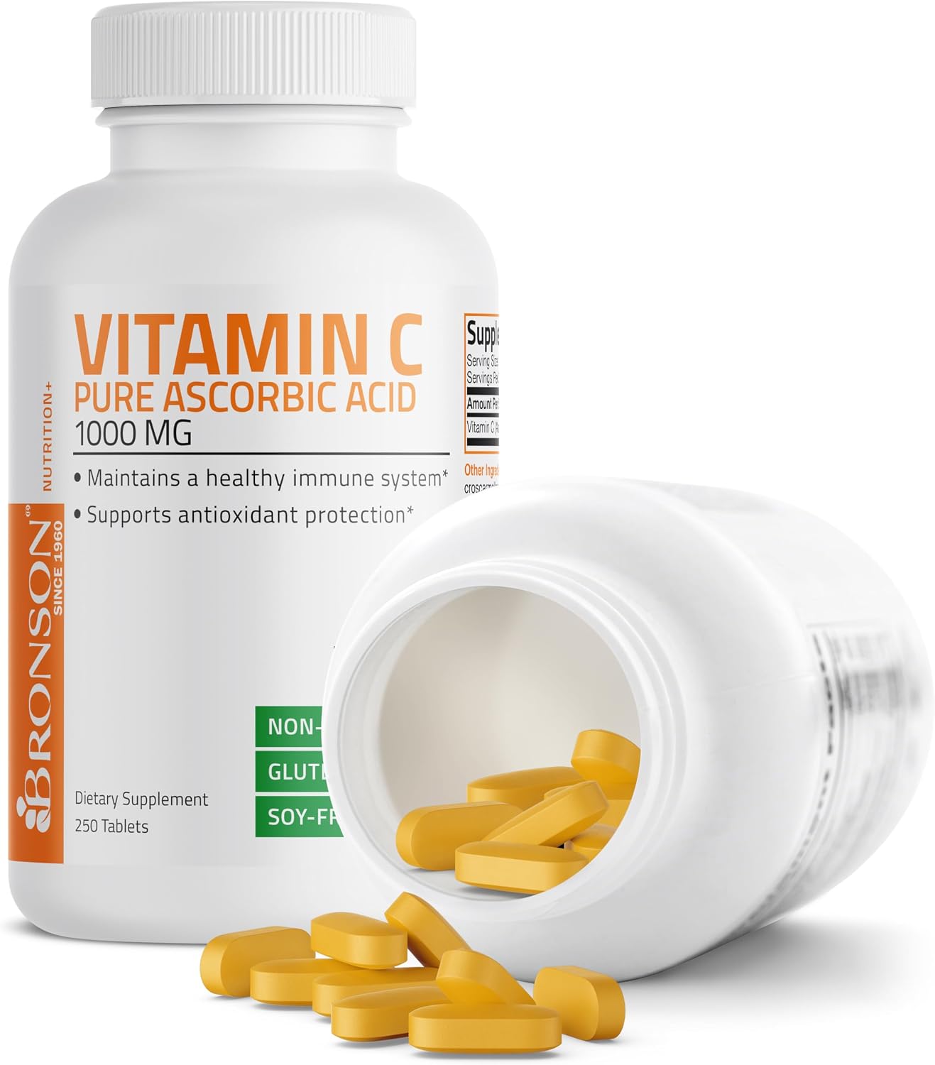 Bronson Vitamin C 1000 mg – Non-GMO Ascorbic Acid Tablets (250 Tablets)