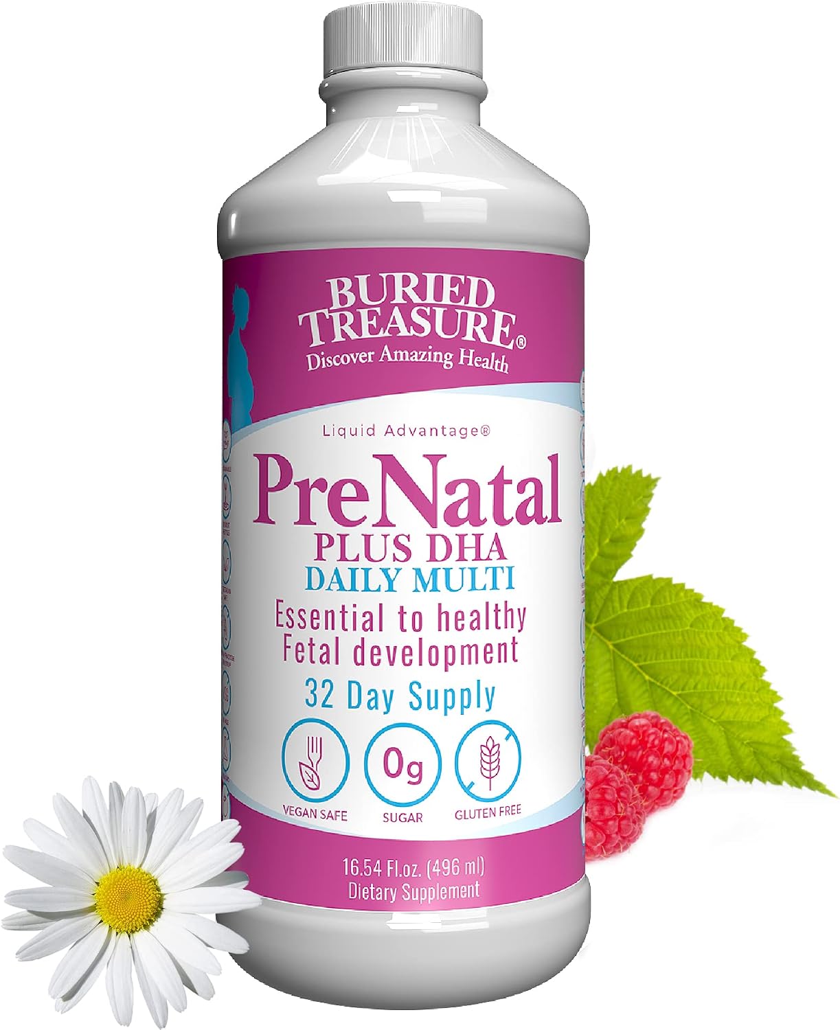 Buried Treasure Prenatal Plus DHA Complete - Liquid Prenatal Vitamin with DHA, Omega-3 and Iron