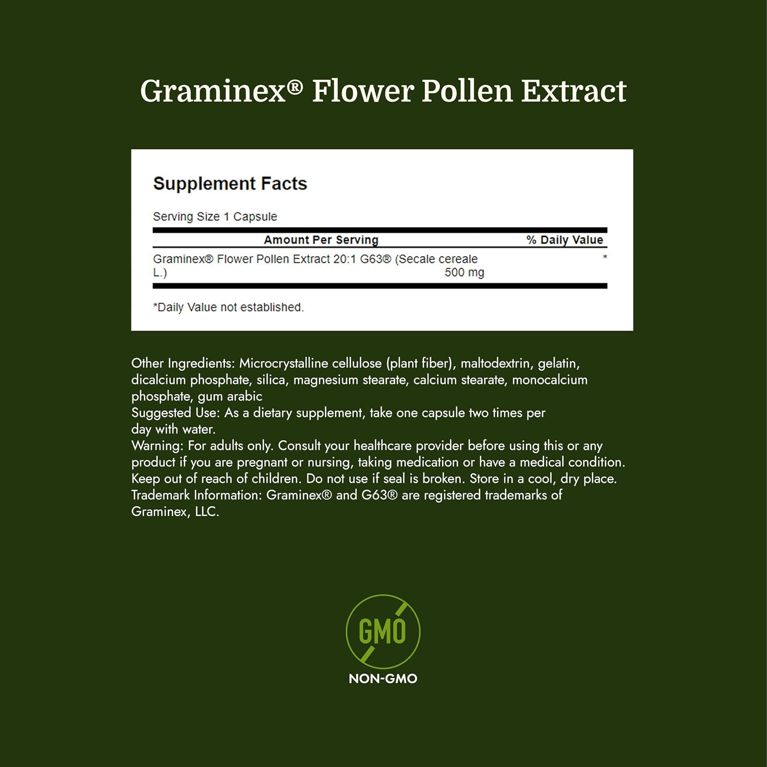 Swanson Graminex Flower Pollen Extract - Men's Health Supplement for Prostate, Kidney, Bladder and Urinary Tract Support - Non-GMO - 60 Capsules