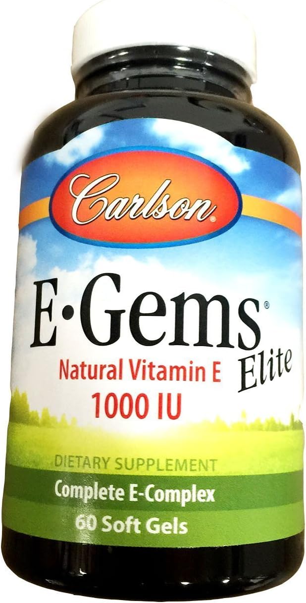 Carlson Labs E-Gems Natural Vitamin E Elite, 1000 IU, 60 Softgels - Canada