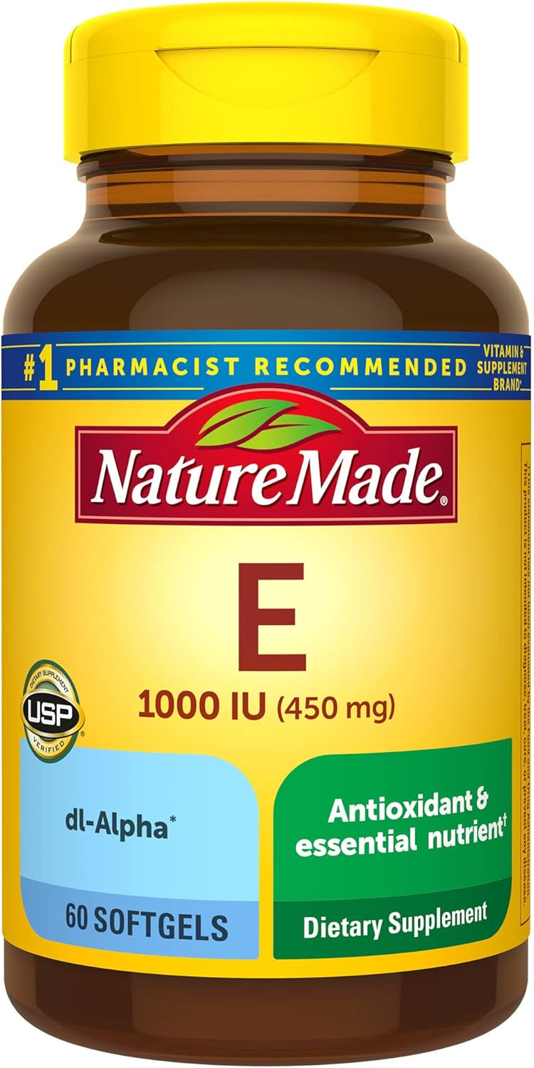 Nature Made Vitamin E 450 mg (1000 IU) dl-Alpha Softgels, 60 Count (Pack of 3)