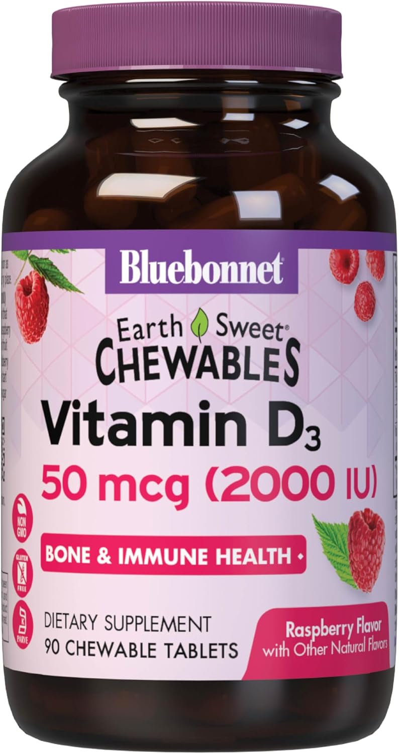 Bluebonnet Nutrition Earth Sweet Vitamin D3 2000 IU Chewable Tablets, 90 Count