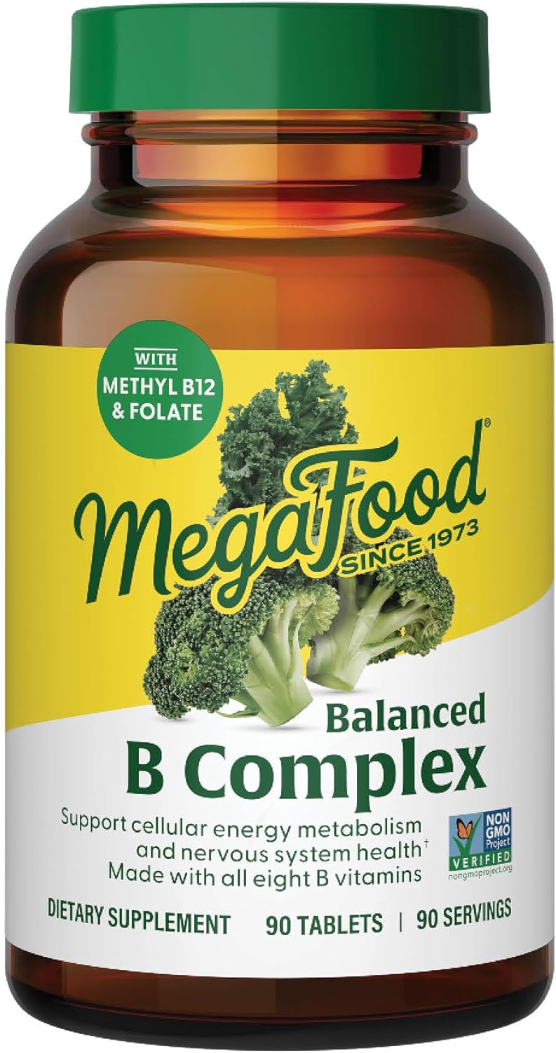 MegaFood Balanced B Complex – Methylated B Vitamins for Energy and Nervous System Support (90 Tablets)