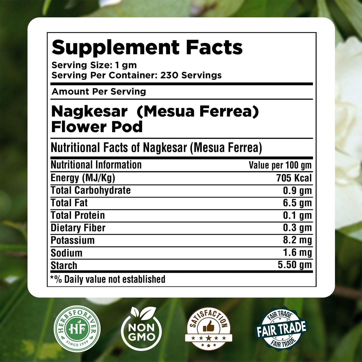 HerbsForever Nagkesar (Mesua Ferrea) Flower Pod Powder – 16 oz (454 g)