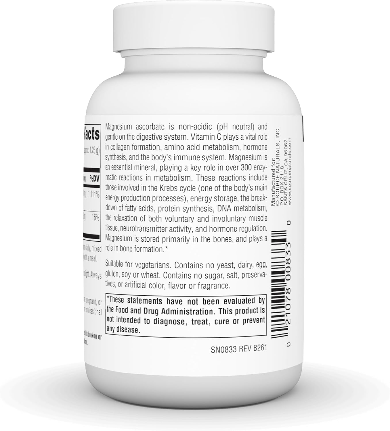 Source Naturals Magnesium Ascorbate Powder - Immune System Support, 113 g