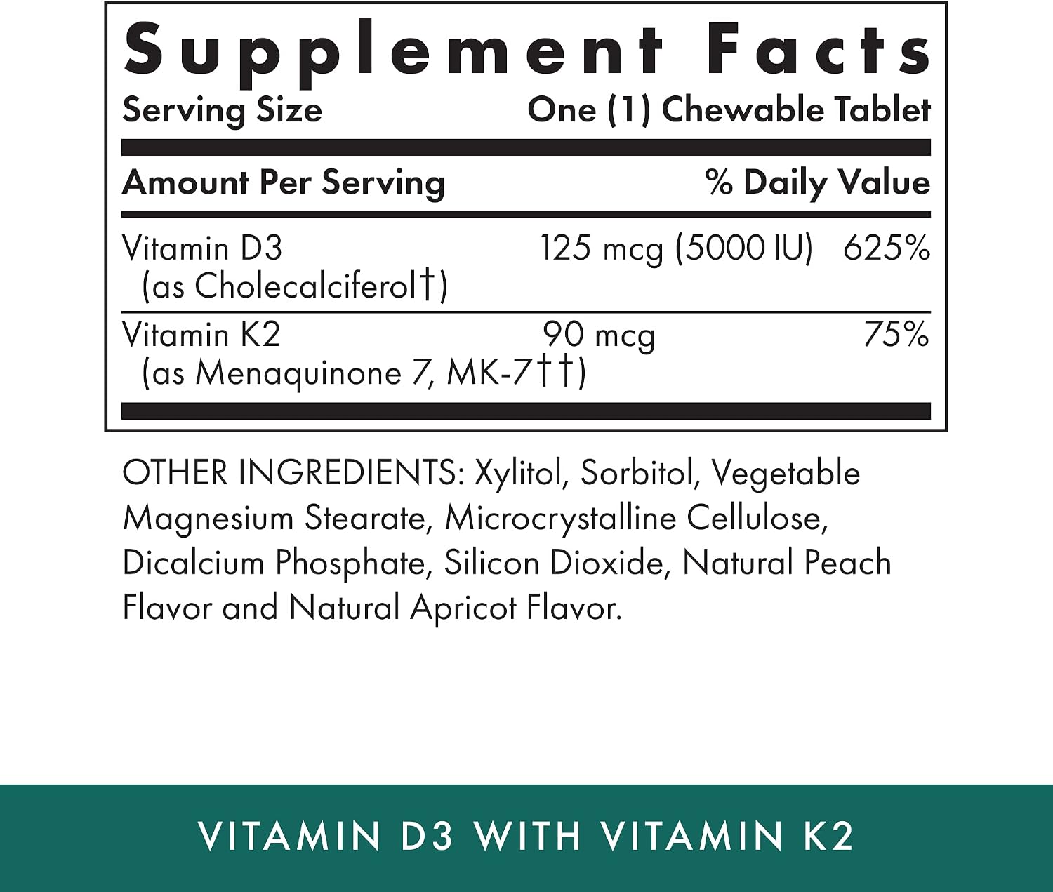 Michael's Health Naturopathic Programs Vitamin D3 with K2 - 90 Chewable Tablets - Apricot Flavour - Skeletal & Immune System Support - No Added Sugar - Vegetarian & Kosher