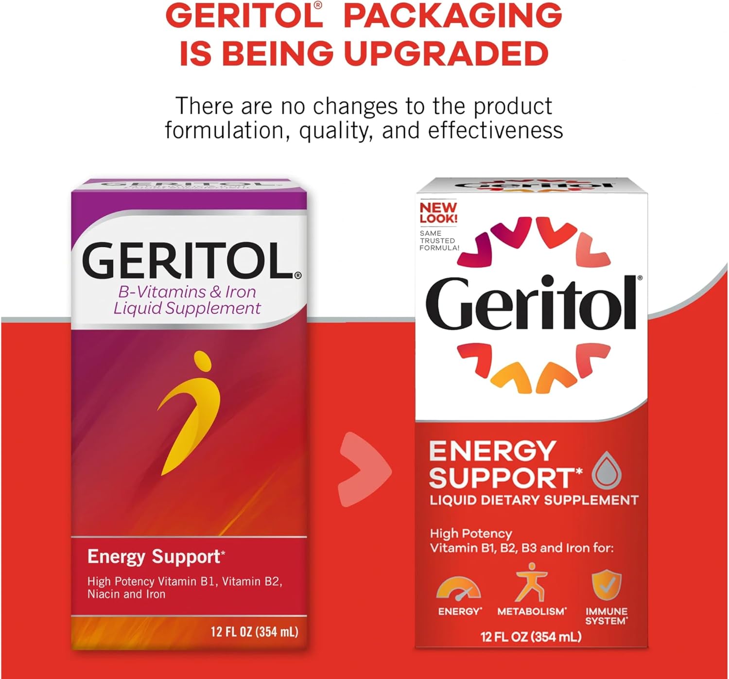 Geritol Liquid Supplement, B-Vitamins & Iron, 355 mL