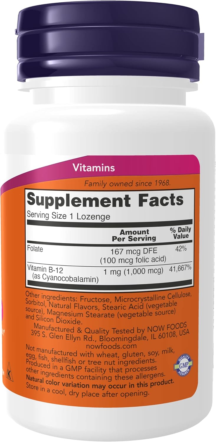 NOW B-12 1000mcg Lozenges, 100 Count (Pack of 3)