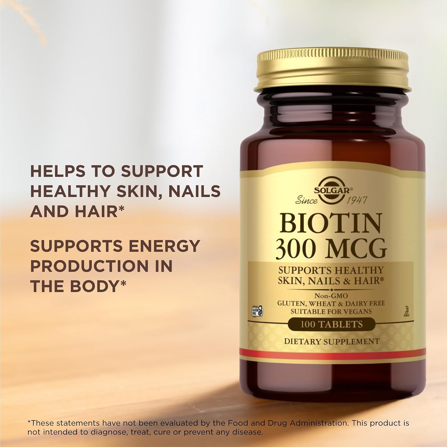 Solgar Biotin 300 mcg, 100 Tablets