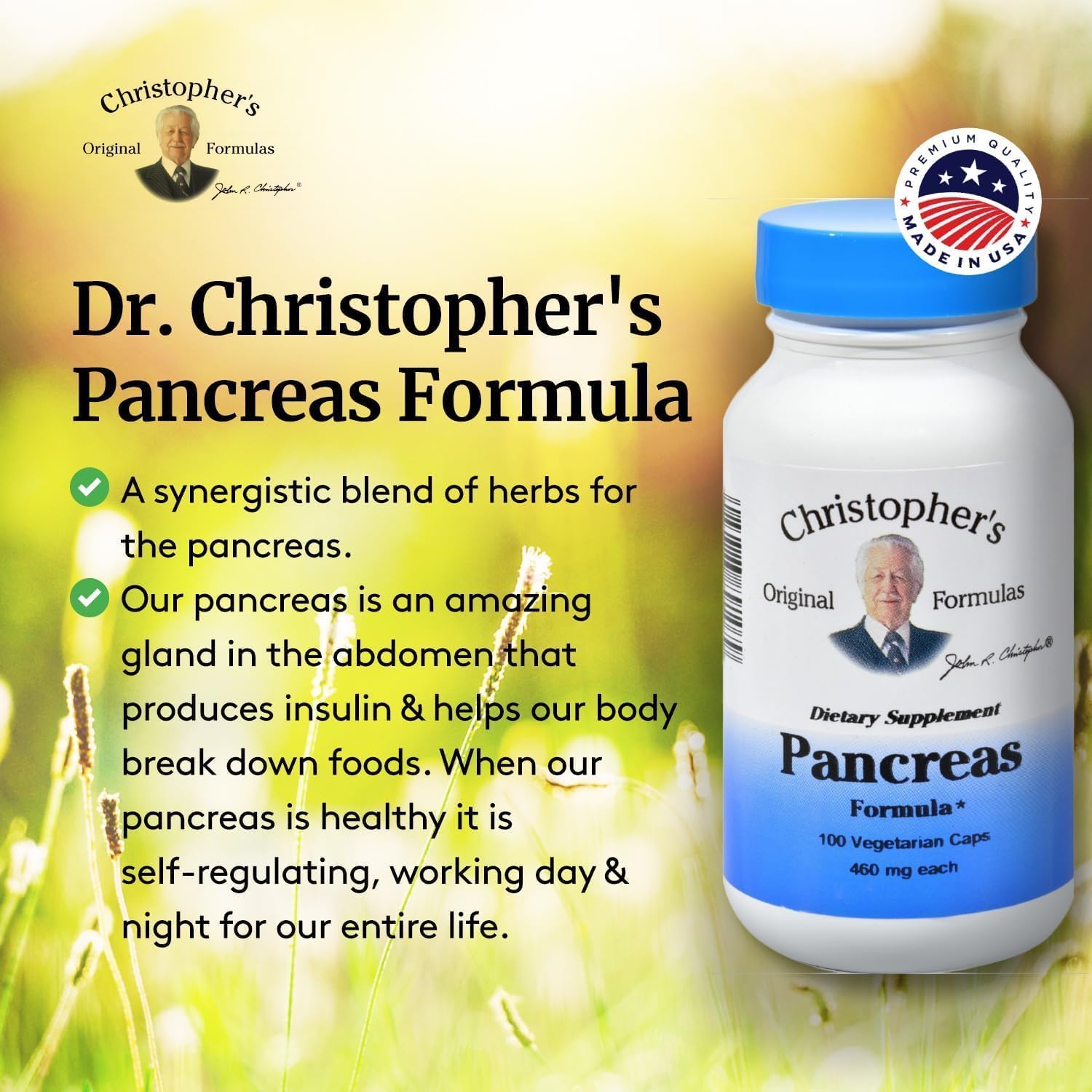 Dr. Christopher's Formulas Pancreas Formula, 100 Vegetarian Capsules
