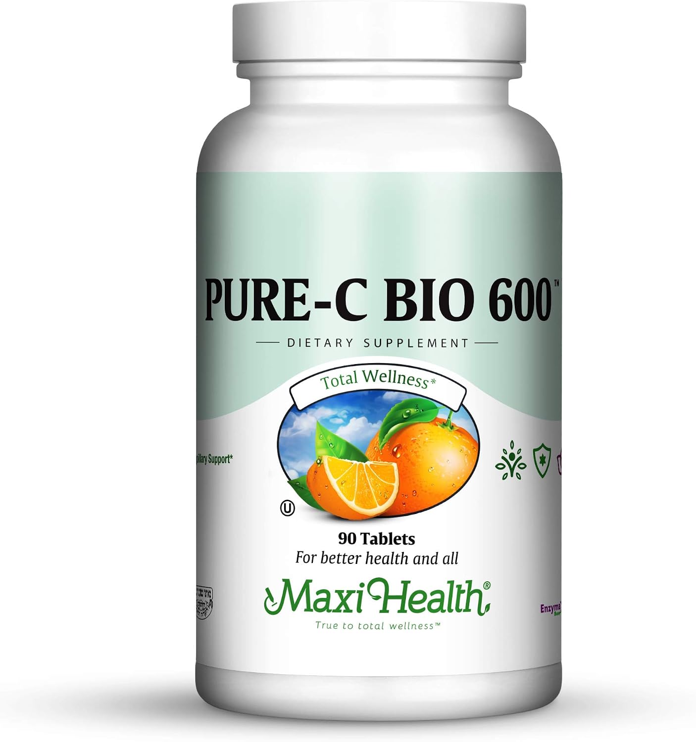 Pure-C Bio 600 – Vitamin C Complex 600 mg with Lemon Bioflavonoids, Calcium & Phosphorus – 90 Tablets