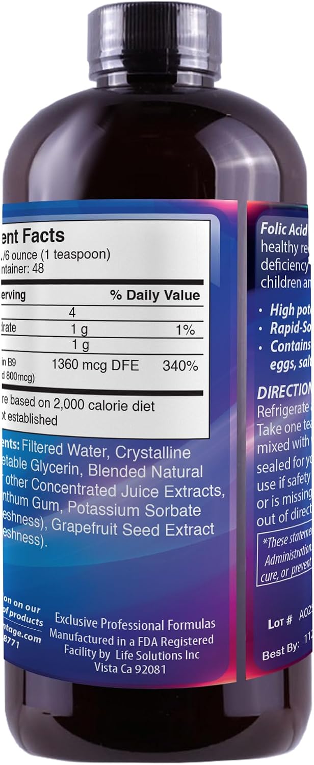 Liquid Folic Acid 800 mcg, 240 mL
