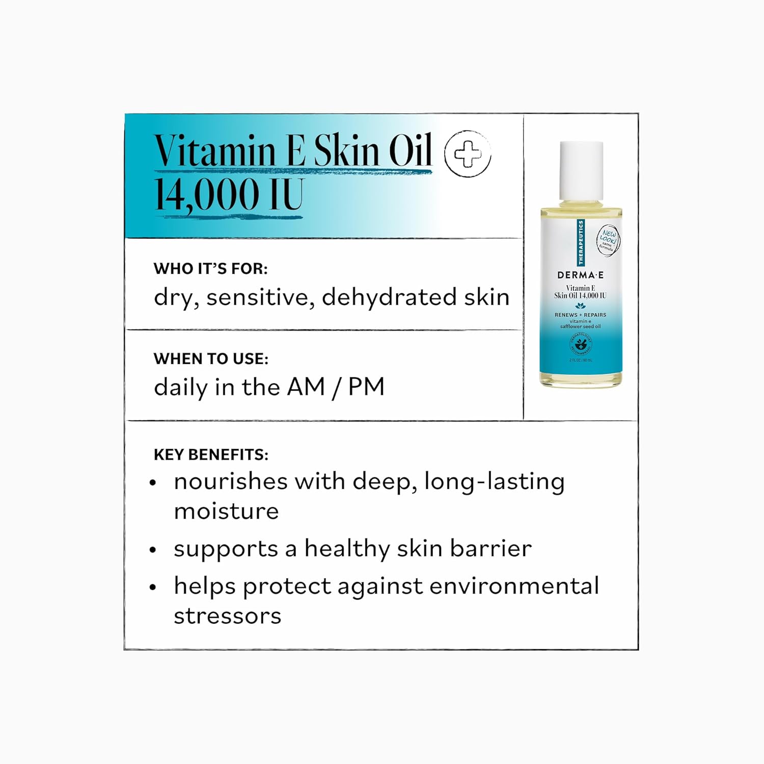 Derma E Vitamin E Skin Oil 14,000 IU with Safflower Oil - Hypoallergenic & Fragrance Free (59 mL)