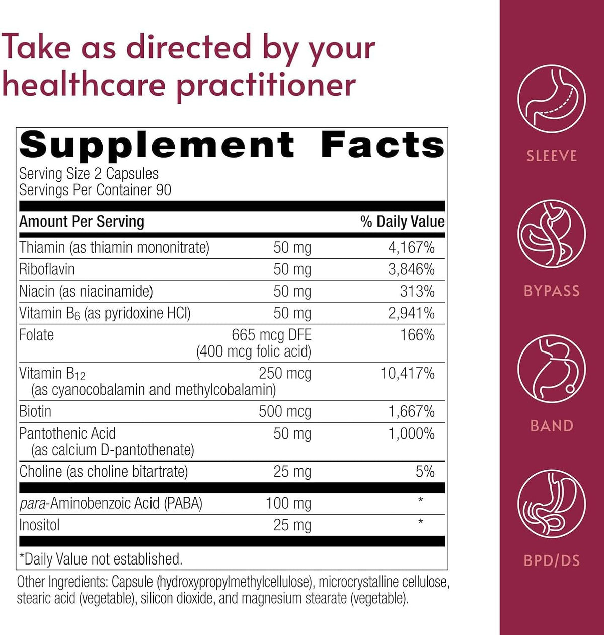 Bariatric Advantage Vitamin B50 Complex - High-Potency B-Complex for Energy and Brain Health - 180 Mini Capsules - görsel 4