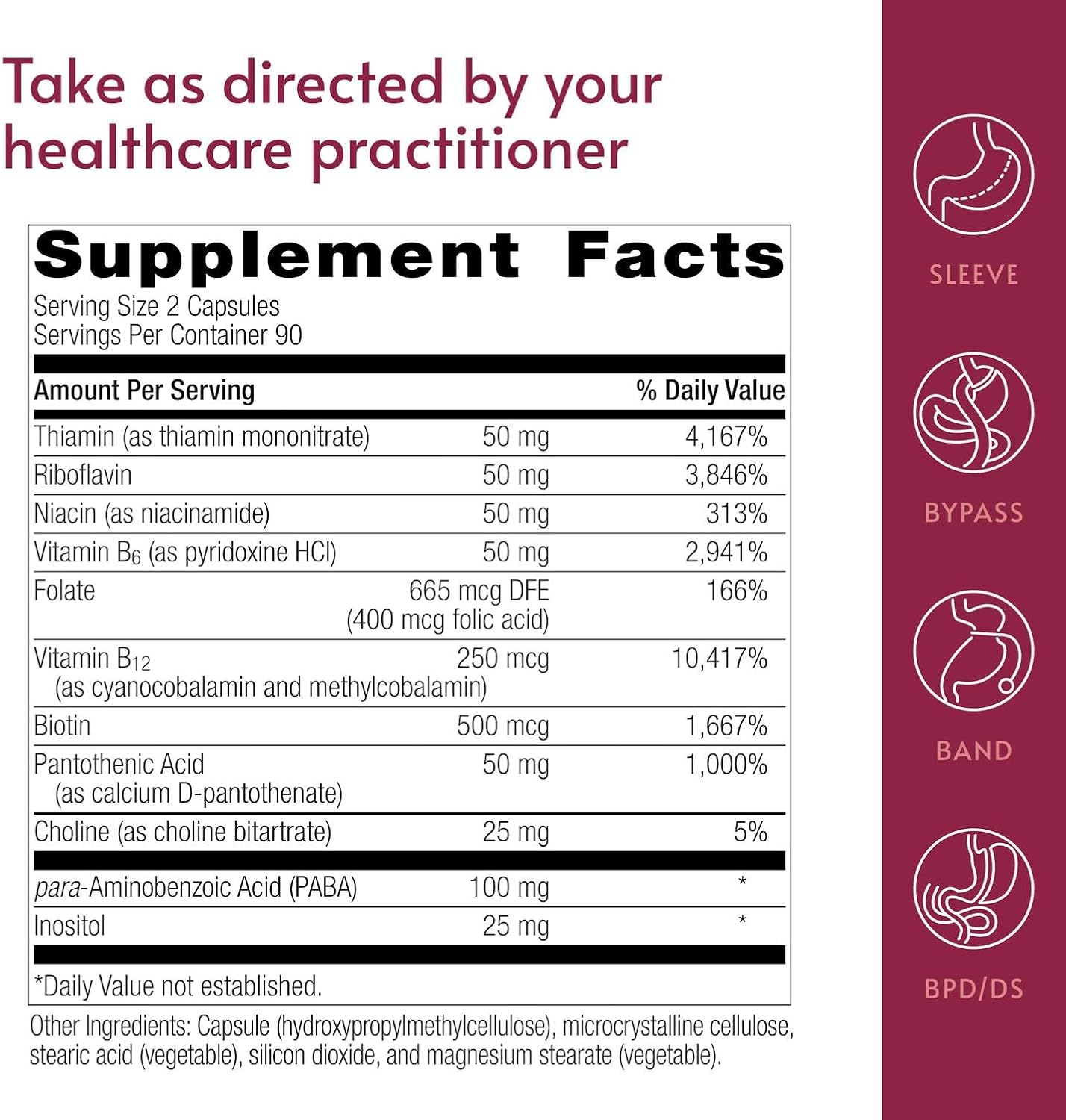 Bariatric Advantage Vitamin B50 Complex - High-Potency B-Complex for Energy and Brain Health - 180 Mini Capsules - görsel 4