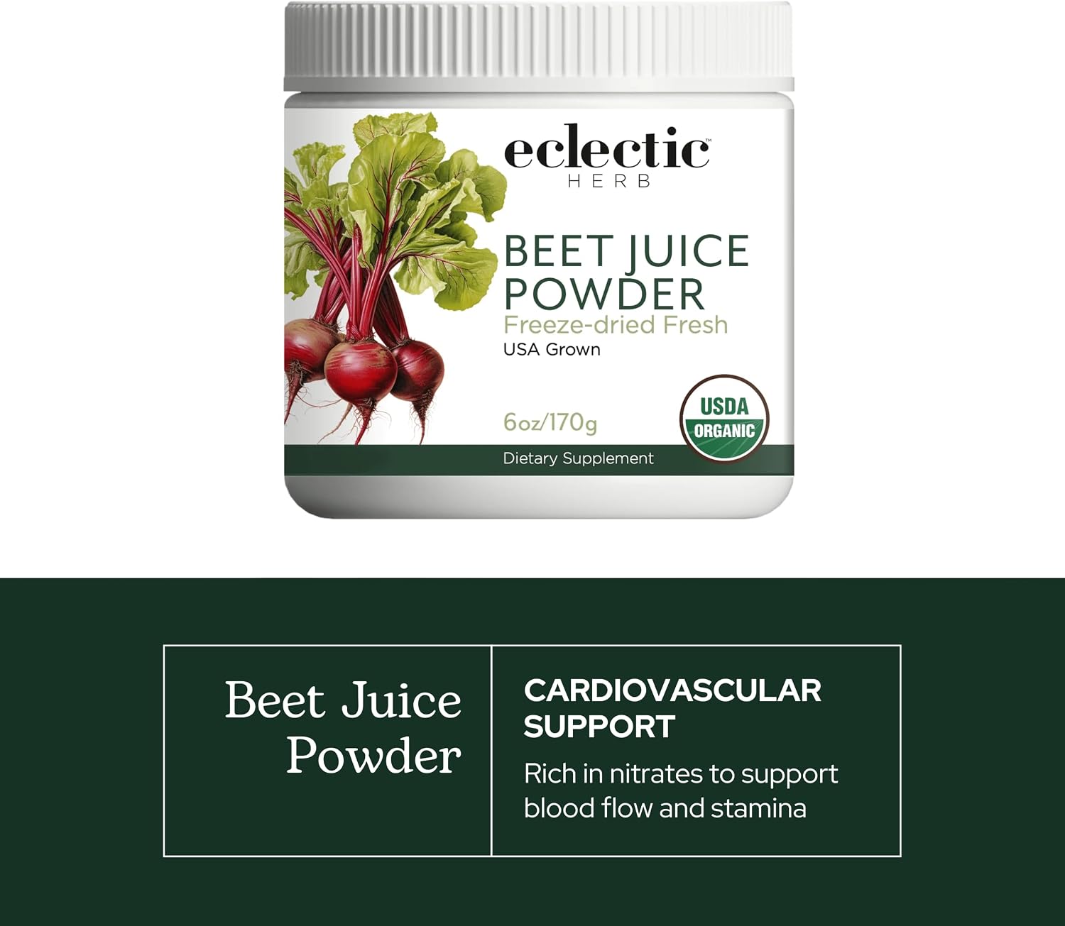 Eclectic Herb - Organic Beet Juice Powder | Stamina & Endurance | Cardiovascular Health, Circulation & Blood Pressure Support | Natural, Vegan, Non-GMO (90 g)