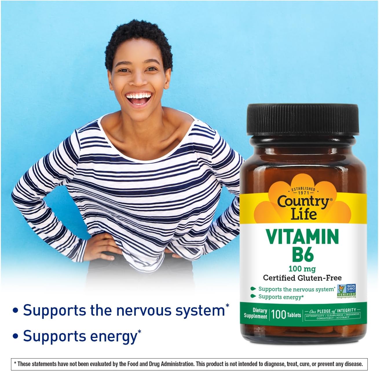 Country Life Vitamin B-6 100 mg, 100 Vegan Capsules