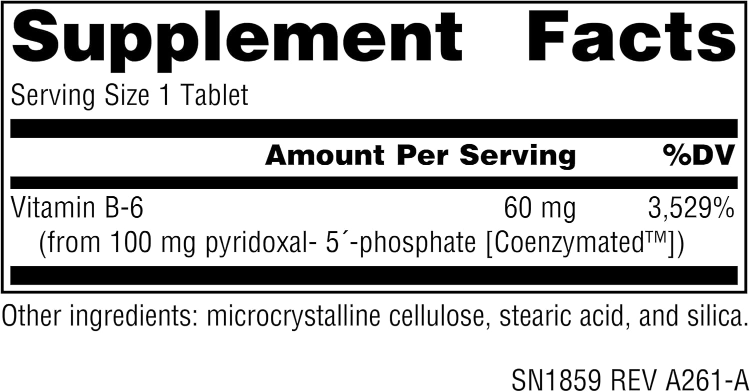Source Naturals Coenzymated B-6 (P5P) 100 mg, 60 Tablets