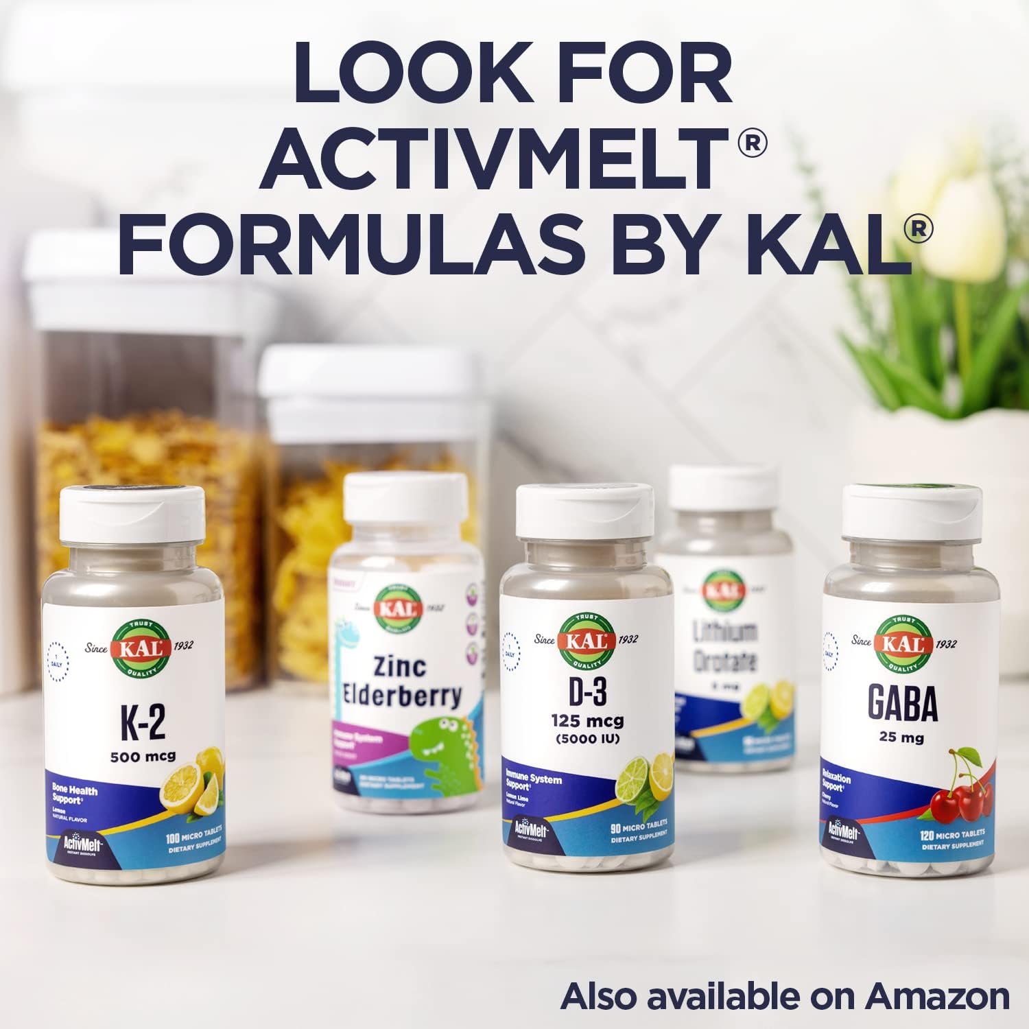 KAL Calcium Vitamin D-3 ActivMix Powder - Bioavailable Calcium Support, Unflavoured, 31 Servings