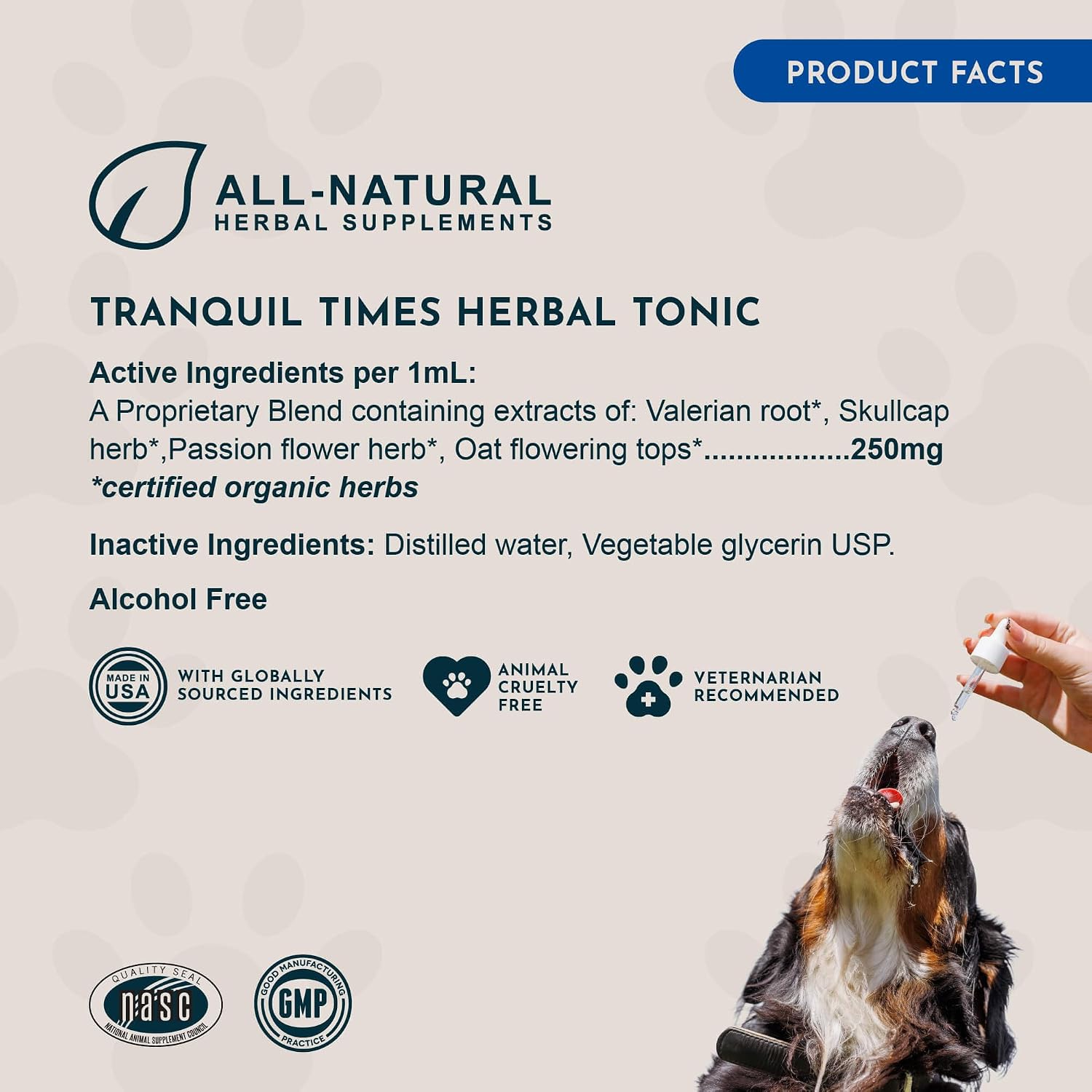Tranquility Blend – Organic Valerian Root Calming Drops for Dogs and Cats