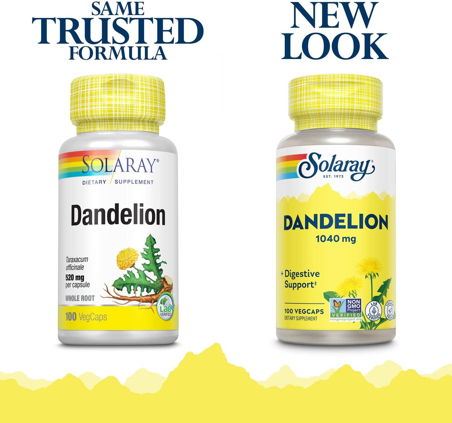 Solaray Organic Dandelion Root Supplement, 520 mg, 100 Count