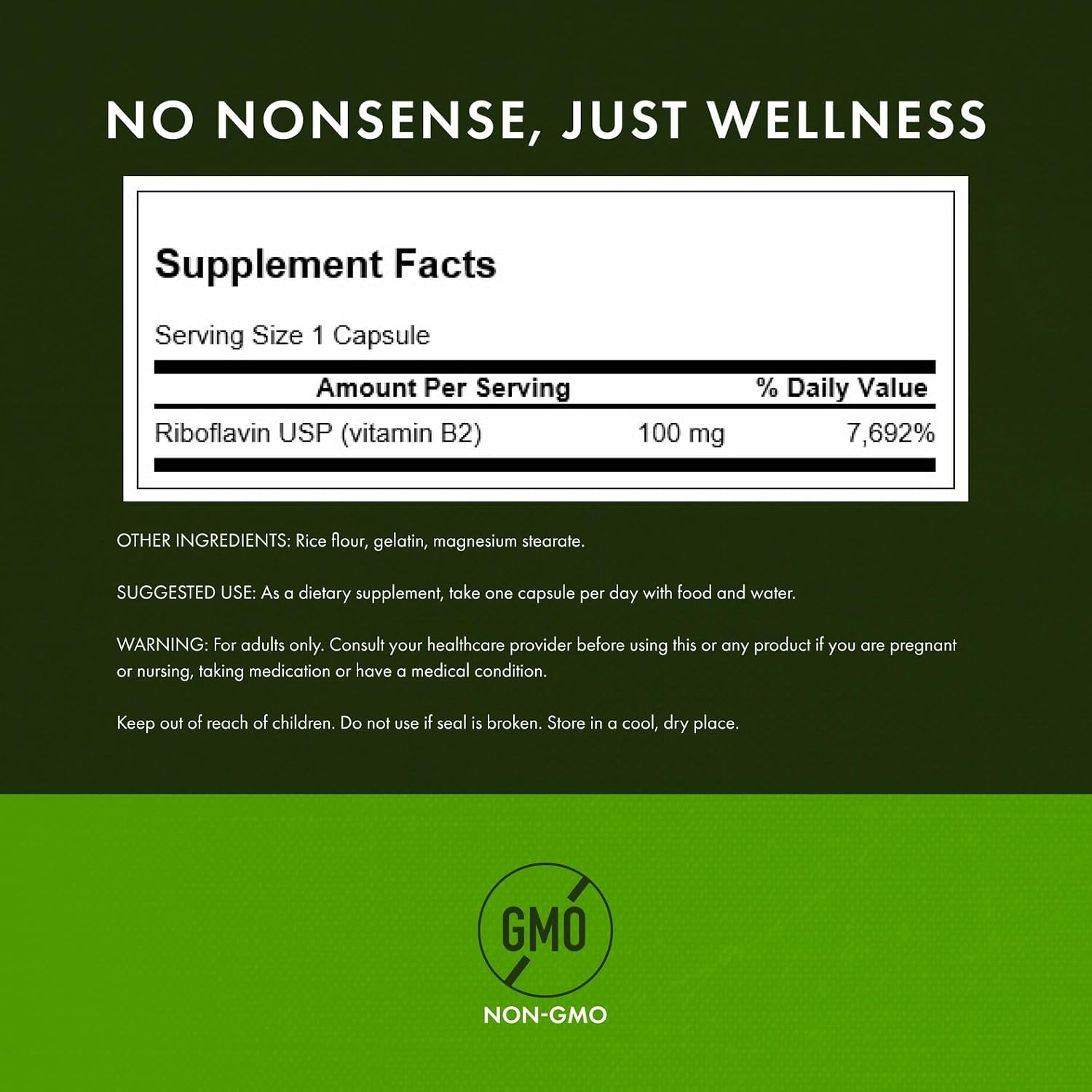 Swanson Vitamin B2 (Riboflavin) 100 mg - 100 Capsules