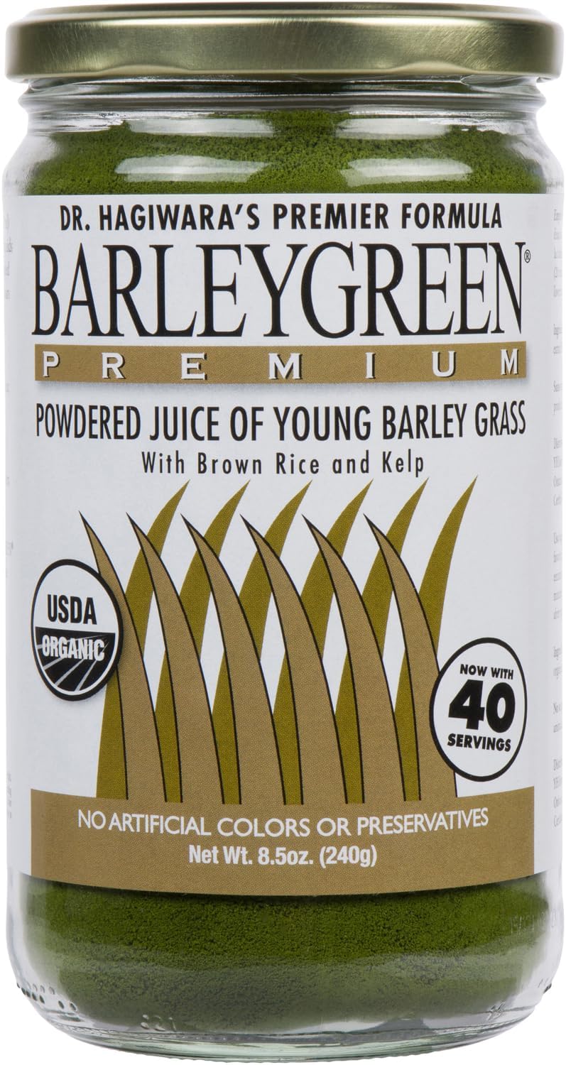 Dr. Hagiwara's Original Premium Barley Grass Juice Powder with Kelp - Organic, 240 g (8.5 oz)
