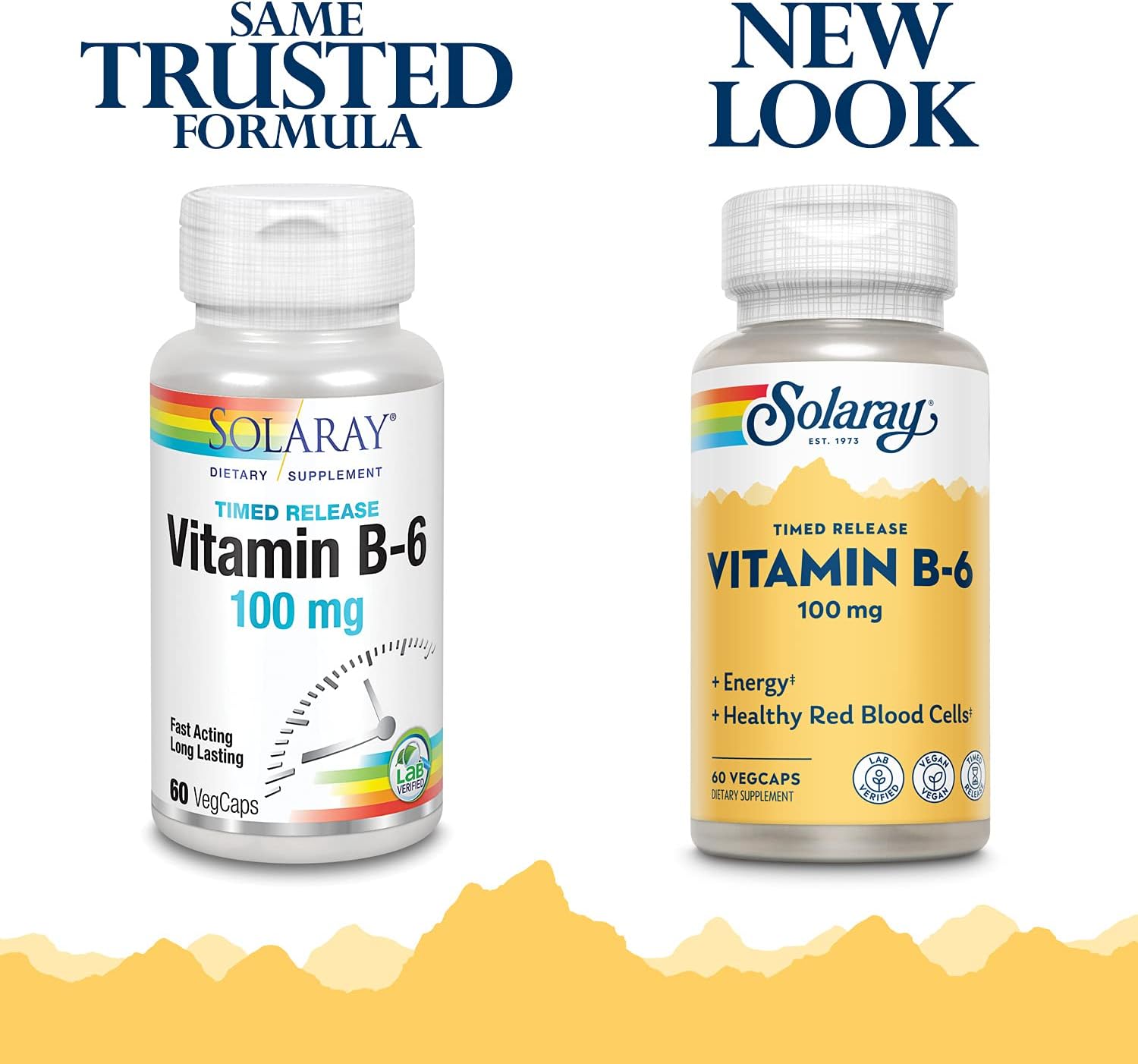 SOLARAY Vitamin B6 100mg - Timed Release - Vegan - 60 Veg Caps