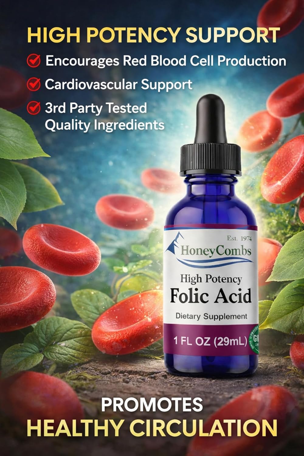 Vitamin B9 (Folic Acid) Liquid Drops – Alcohol-Free, Vegan, Gluten-Free