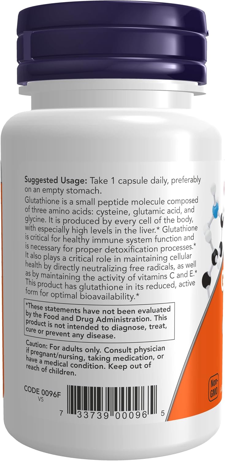 NOW Foods Glutathione 250 mg, 60 Capsules (2-Pack)
