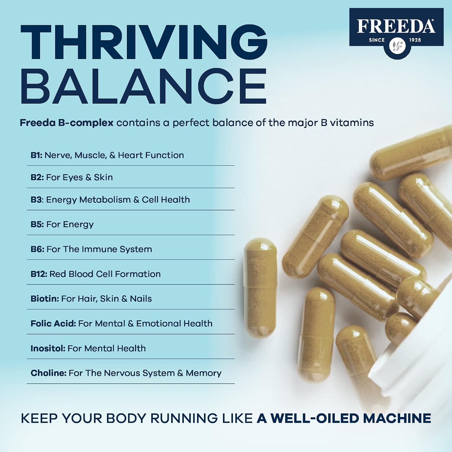 FREEDA B-Complex Capsules – Super Quints B-50 – 250 Capsules