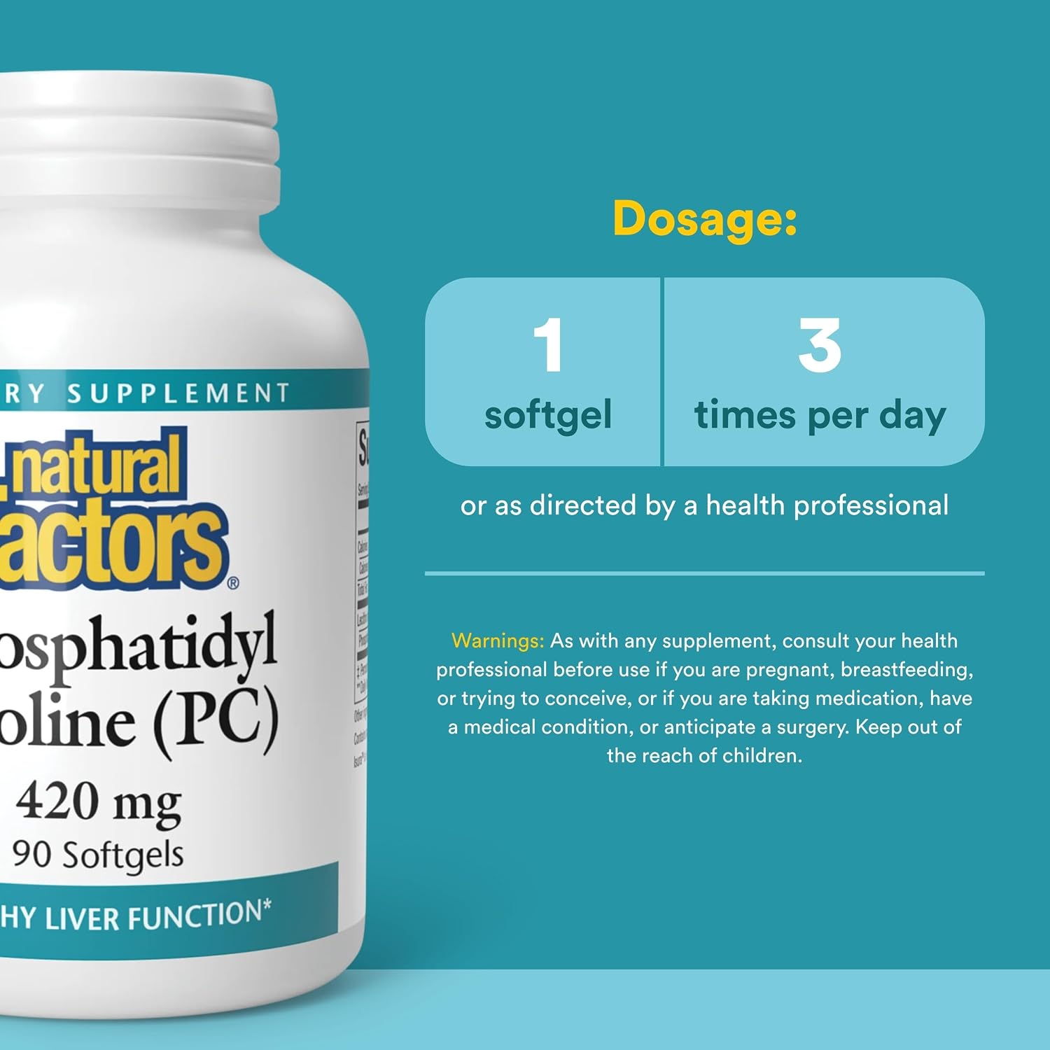 Natural Factors Phosphatidyl Choline 420 mg, 90 Soft Gels – Supports Healthy Liver Function