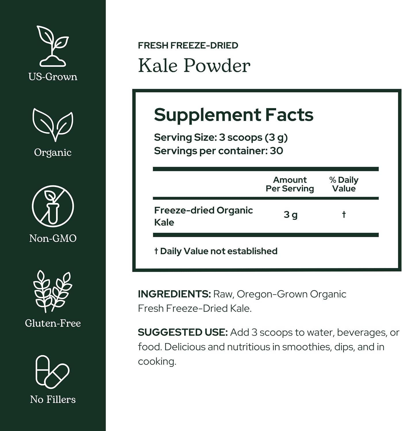 Eclectic Herb Organic Kale Powder - Superfood Supplement (90.7 g)